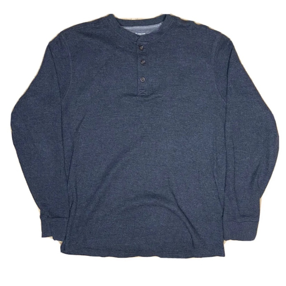 Members Mark Thermal henley Waffle Knit Long sleeve shirt